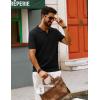 imagePJ PAUL JONES Mens Polo Shirts Short Sleeve V Neck Knit Textured Polo Casual Knitted Golf ShirtBlack