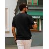 imagePJ PAUL JONES Mens Polo Shirts Short Sleeve V Neck Knit Textured Polo Casual Knitted Golf ShirtBlack