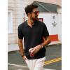 imagePJ PAUL JONES Mens Polo Shirts Short Sleeve V Neck Knit Textured Polo Casual Knitted Golf ShirtBlack