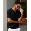 imagePJ PAUL JONES Mens Polo Shirts Short Sleeve V Neck Knit Textured Polo Casual Knitted Golf ShirtBlack