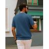 imagePJ PAUL JONES Mens Polo Shirts Short Sleeve V Neck Knit Textured Polo Casual Knitted Golf ShirtBlue