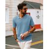 imagePJ PAUL JONES Mens Polo Shirts Short Sleeve V Neck Knit Textured Polo Casual Knitted Golf ShirtGray Blue