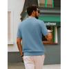 imagePJ PAUL JONES Mens Polo Shirts Short Sleeve V Neck Knit Textured Polo Casual Knitted Golf ShirtGray Blue