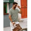 imagePJ PAUL JONES Mens Polo Shirts Short Sleeve V Neck Knit Textured Polo Casual Knitted Golf ShirtGreen