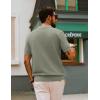 imagePJ PAUL JONES Mens Polo Shirts Short Sleeve V Neck Knit Textured Polo Casual Knitted Golf ShirtGreen