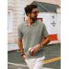 imagePJ PAUL JONES Mens Polo Shirts Short Sleeve V Neck Knit Textured Polo Casual Knitted Golf ShirtGreen