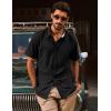 imagePJ PAUL JONES Mens Button Down Shirt Short Sleeve Casual Shirt Wrinkle Free Dress Shirt Summer Beach ShirtBlack