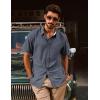 imagePJ PAUL JONES Mens Button Down Shirt Short Sleeve Casual Shirt Wrinkle Free Dress Shirt Summer Beach ShirtBlue Grey