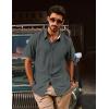 imagePJ PAUL JONES Mens Button Down Shirt Short Sleeve Casual Shirt Wrinkle Free Dress Shirt Summer Beach ShirtCarbon Black