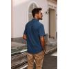 imagePJ PAUL JONES Mens Button Down Shirt Short Sleeve Casual Shirt Wrinkle Free Dress Shirt Summer Beach ShirtDark Blue