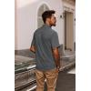 imagePJ PAUL JONES Mens Button Down Shirt Short Sleeve Casual Shirt Wrinkle Free Dress Shirt Summer Beach ShirtDark Grey