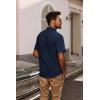 imagePJ PAUL JONES Mens Button Down Shirt Short Sleeve Casual Shirt Wrinkle Free Dress Shirt Summer Beach ShirtNavy Blue
