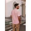 imagePJ PAUL JONES Mens Button Down Shirt Short Sleeve Casual Shirt Wrinkle Free Dress Shirt Summer Beach ShirtPink