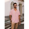 imagePJ PAUL JONES Mens Button Down Shirt Short Sleeve Casual Shirt Wrinkle Free Dress Shirt Summer Beach ShirtPink