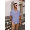 imagePJ PAUL JONES Mens Button Down Shirt Short Sleeve Casual Shirt Wrinkle Free Dress Shirt Summer Beach ShirtPurple