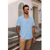 imagePJ PAUL JONES Mens Button Down Shirt Short Sleeve Casual Shirt Wrinkle Free Dress Shirt Summer Beach ShirtSky Blue