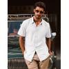 imagePJ PAUL JONES Mens Button Down Shirt Short Sleeve Casual Shirt Wrinkle Free Dress Shirt Summer Beach ShirtWhite