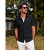 imagePJ PAUL JONES Mens Button Down Short Sleeve Shirt Summer Casual Cotton Button Up Beach Wedding ShirtsBlack