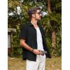imagePJ PAUL JONES Mens Button Down Short Sleeve Shirt Summer Casual Cotton Button Up Beach Wedding ShirtsBlack