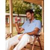 imagePJ PAUL JONES Mens Button Down Short Sleeve Shirt Summer Casual Cotton Button Up Beach Wedding ShirtsBlue