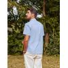 imagePJ PAUL JONES Mens Button Down Short Sleeve Shirt Summer Casual Cotton Button Up Beach Wedding ShirtsBlue