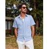 imagePJ PAUL JONES Mens Button Down Short Sleeve Shirt Summer Casual Cotton Button Up Beach Wedding ShirtsBlue