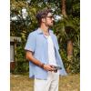 imagePJ PAUL JONES Mens Button Down Short Sleeve Shirt Summer Casual Cotton Button Up Beach Wedding ShirtsBlue