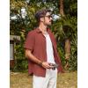 imagePJ PAUL JONES Mens Button Down Short Sleeve Shirt Summer Casual Cotton Button Up Beach Wedding ShirtsBrick Red