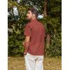 imagePJ PAUL JONES Mens Button Down Short Sleeve Shirt Summer Casual Cotton Button Up Beach Wedding ShirtsBrick Red