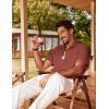 imagePJ PAUL JONES Mens Button Down Short Sleeve Shirt Summer Casual Cotton Button Up Beach Wedding ShirtsBrick Red