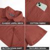 imagePJ PAUL JONES Mens Button Down Short Sleeve Shirt Summer Casual Cotton Button Up Beach Wedding ShirtsBrick Red