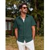 imagePJ PAUL JONES Mens Button Down Short Sleeve Shirt Summer Casual Cotton Button Up Beach Wedding ShirtsGreen