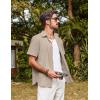imagePJ PAUL JONES Mens Button Down Short Sleeve Shirt Summer Casual Cotton Button Up Beach Wedding ShirtsKhaki
