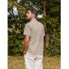 imagePJ PAUL JONES Mens Button Down Short Sleeve Shirt Summer Casual Cotton Button Up Beach Wedding ShirtsKhaki