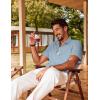 imagePJ PAUL JONES Mens Button Down Short Sleeve Shirt Summer Casual Cotton Button Up Beach Wedding ShirtsLight Gray Blue