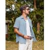 imagePJ PAUL JONES Mens Button Down Short Sleeve Shirt Summer Casual Cotton Button Up Beach Wedding ShirtsLight Gray Blue