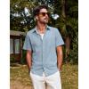 imagePJ PAUL JONES Mens Button Down Short Sleeve Shirt Summer Casual Cotton Button Up Beach Wedding ShirtsLight Gray Blue