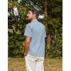 imagePJ PAUL JONES Mens Button Down Short Sleeve Shirt Summer Casual Cotton Button Up Beach Wedding ShirtsLight Gray Blue