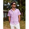 imagePJ PAUL JONES Mens Button Down Short Sleeve Shirt Summer Casual Cotton Button Up Beach Wedding ShirtsLight Purple