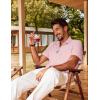 imagePJ PAUL JONES Mens Button Down Short Sleeve Shirt Summer Casual Cotton Button Up Beach Wedding ShirtsPink Purple