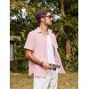 imagePJ PAUL JONES Mens Button Down Short Sleeve Shirt Summer Casual Cotton Button Up Beach Wedding ShirtsPink Purple