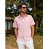 imagePJ PAUL JONES Mens Button Down Short Sleeve Shirt Summer Casual Cotton Button Up Beach Wedding ShirtsPink Purple