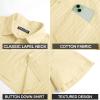 imagePJ PAUL JONES Mens Button Down Short Sleeve Shirt Summer Casual Cotton Button Up Beach Wedding ShirtsYellow