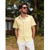 imagePJ PAUL JONES Mens Button Down Short Sleeve Shirt Summer Casual Cotton Button Up Beach Wedding ShirtsYellow