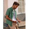 imagePJ PAUL JONES Mens Casual Button Down Shirts Short Sleeve Cotton Summer Beach Shirt with PocketsGreen