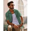 imagePJ PAUL JONES Mens Casual Button Down Shirts Short Sleeve Cotton Summer Beach Shirt with PocketsGreen