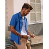 imagePJ PAUL JONES Mens Casual Button Down Shirts Short Sleeve Cotton Summer Beach Shirt with PocketsIndigo