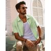 imagePJ PAUL JONES Mens Casual Button Down Shirts Short Sleeve Cotton Summer Beach Shirt with PocketsLight Green