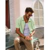 imagePJ PAUL JONES Mens Casual Button Down Shirts Short Sleeve Cotton Summer Beach Shirt with PocketsLight Green