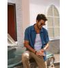 imagePJ PAUL JONES Mens Casual Button Down Shirts Short Sleeve Cotton Summer Beach Shirt with PocketsNavy Blue